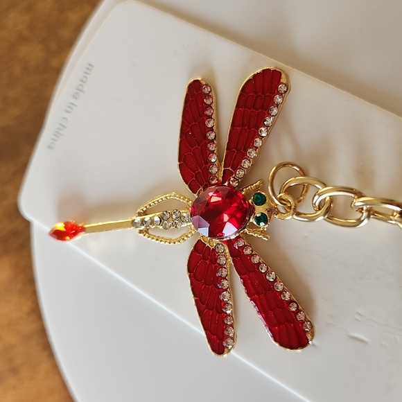 Gold And Red Dragonfly Keychain/Bag Charm - Picture 5 of 5